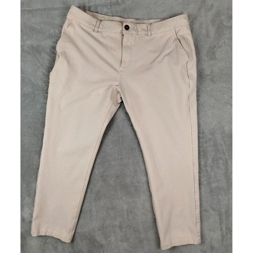 Mugsy Teddys Chino Khaki Beige Pants Mens 40x28 Stretch Casual Comfort Fit